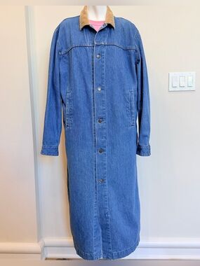 Vintage 80s Levi’s Long Denim Duster Long Coat Western Ranch Chore Jacket Ranch